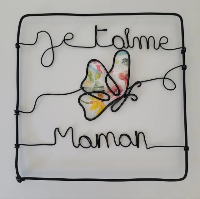 Carte décorative 15x15 en fil d'aluminium, cadeau artisanal fait main — Florifer