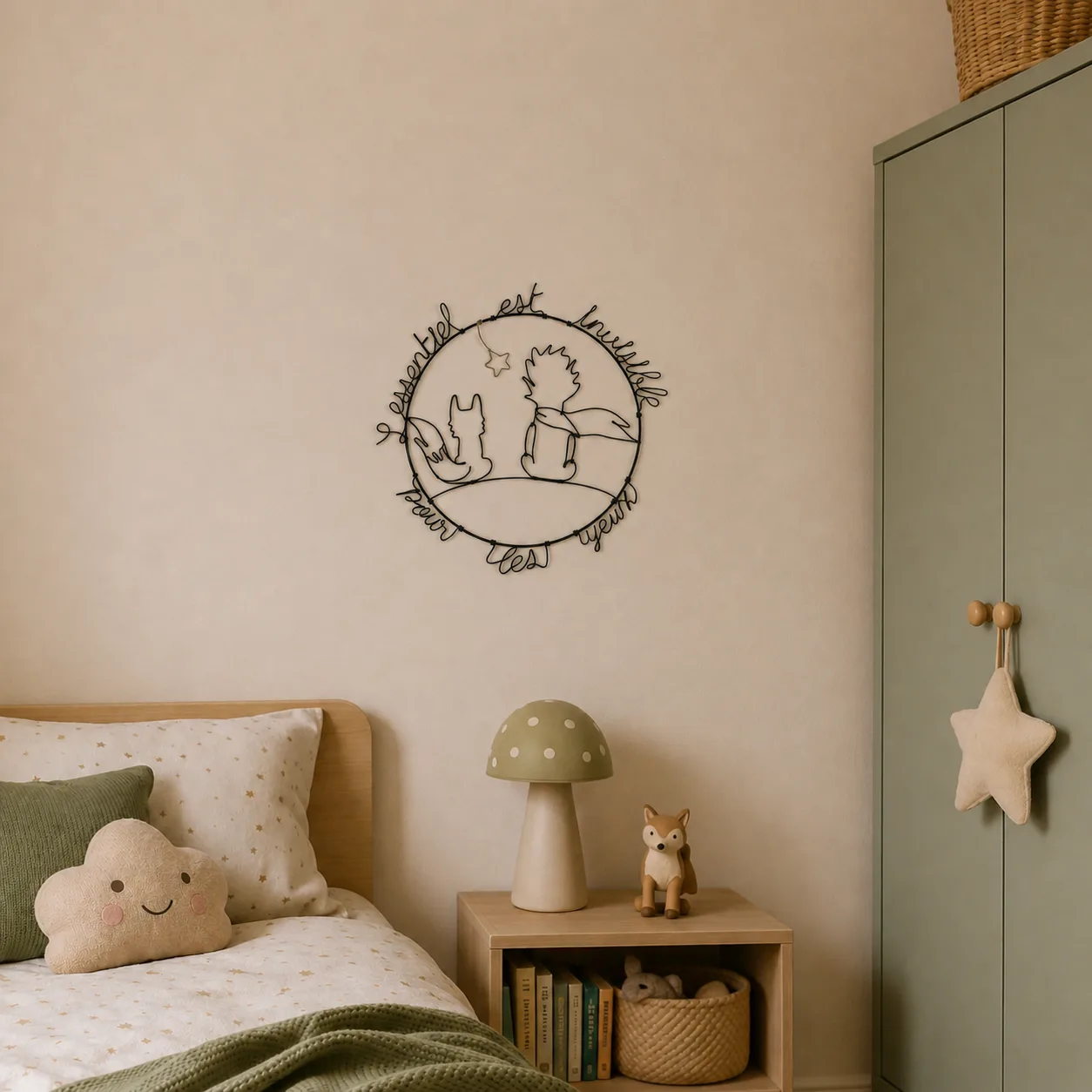 Silhouette du Petit Prince avec citation en fil d'aluminium — Florifer